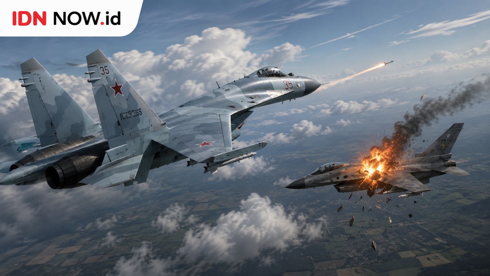 Jet Tempur Su-35 Rusia Tembak Jatuh F-16 Ukraina dalam Pertempuran Udara Jarak Jauh