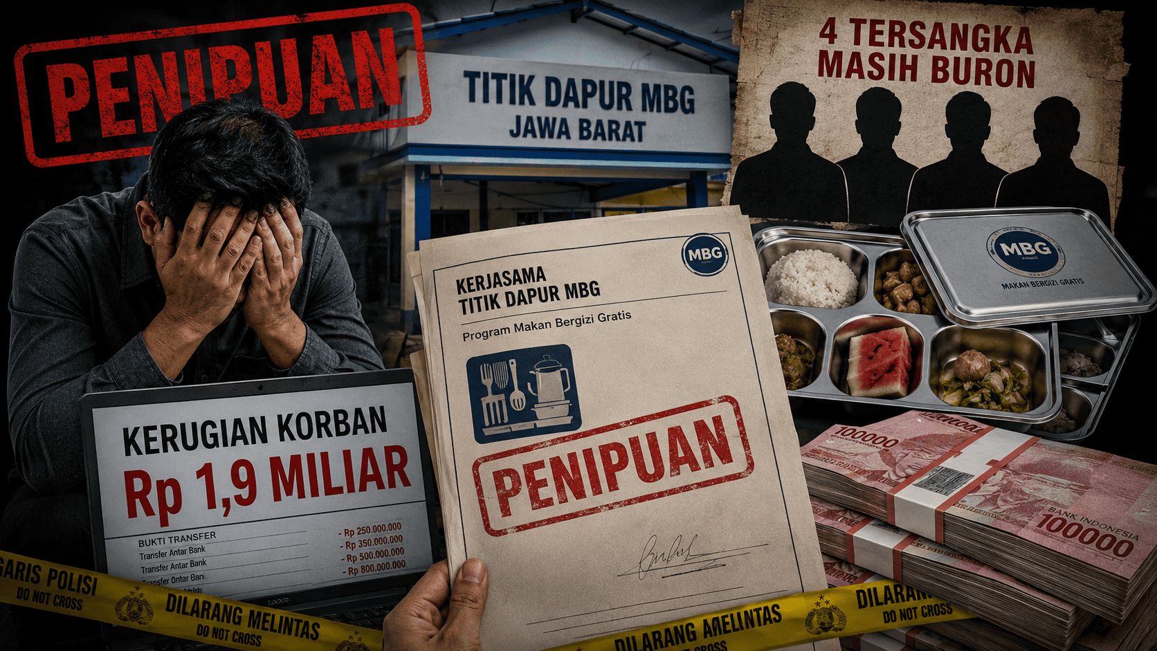 Mengerikan! Penipuan Titik Dapur MBG di Jabar Rugikan Korban Rp1,9 Miliar, 4 Tersangka Masih Buron
